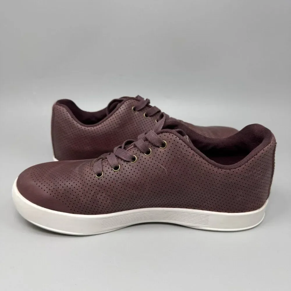 Nobull Perforated Leather Trainer Low Women's Size 8 Workout Gym Shoes Burgundy